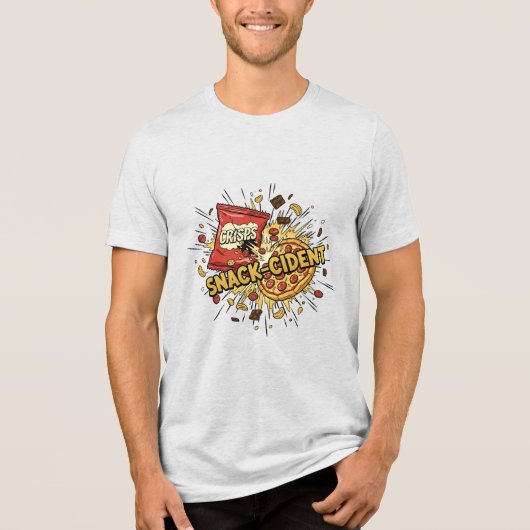Snack-cident – Chaotic Snack Food Crash Streetwear トライブレンドＴシャツ (正面)