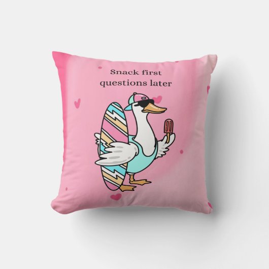 Snack First, Questions Later Pillow | Cool Duck wi クッション (正面)
