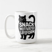 Snack Motivated Lifeform Fat Cat Humor コーヒーマグカップ (左)