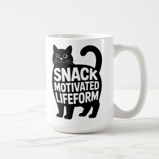 Snack Motivated Lifeform Fat Cat Humor コーヒーマグカップ (右)