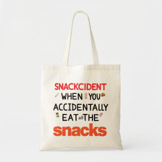 「Snackcident おもしろい Tote Bag、food qoute トートバッグ
