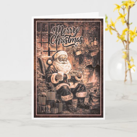 Snacking Santa カード (黄色い花)