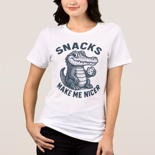 Snacks Make Me Nicer Vintage Alligator トライブレンドＴシャツ (正面)