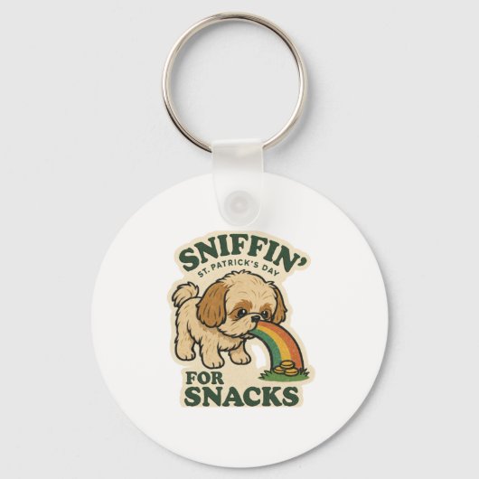 Snacks Sniffer Shih Tzu St.Patrick's Day キーホルダー (正面)