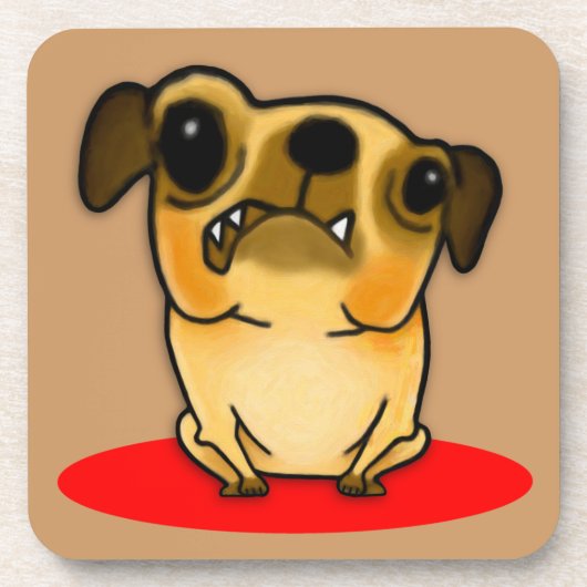 Snaggleの歯のパグ コースター (正面)
