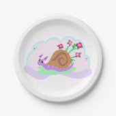 Snail And Flowers ペーパープレート (正面)
