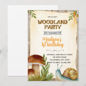 Snail and mushroom party invitation 招待状 (正面/裏面)