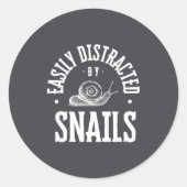 Snail Lover Easily Distracted By Snails, Funny Sna ラウンドシール (正面)