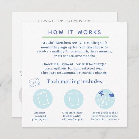 snail mail art club invitation 招待状 (正面/裏面)