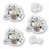 Snail Mail Mailbox Illustration Shaped Stickers シール (正面)