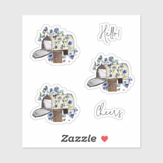 Snail Mail Mailbox Illustration Shaped Stickers シール (シート)
