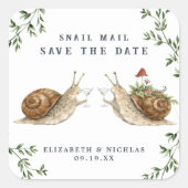 Snail Mail Save the Date | 水彩ウェディング スクエアシール (正面)