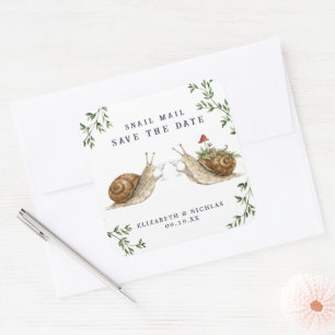 Snail Mail Save the Date   水彩ウェディング スクエアシール
