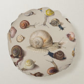 Snail Slug Garden Pet Gastropod Botanical Snails ラウンドクッション (裏面)