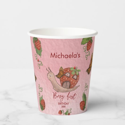 Snail & Strawberry 'Berry First' Party Cups 紙コップ (裏面)