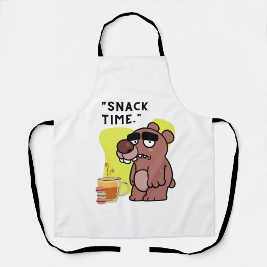 SNAK TIME!- 動物-面白い- コーヒー-クッキー エプロン (正面)