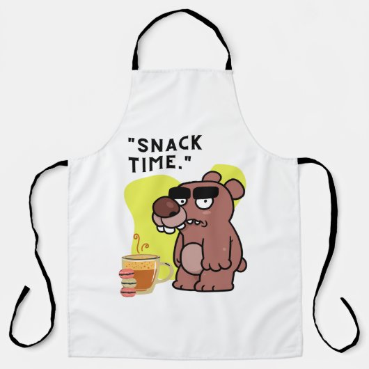 SNAK TIME!- 動物-面白い- コーヒー-クッキー エプロン (正面)