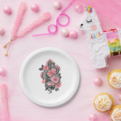 Snake and peach roses ペーパープレート (パーティー)