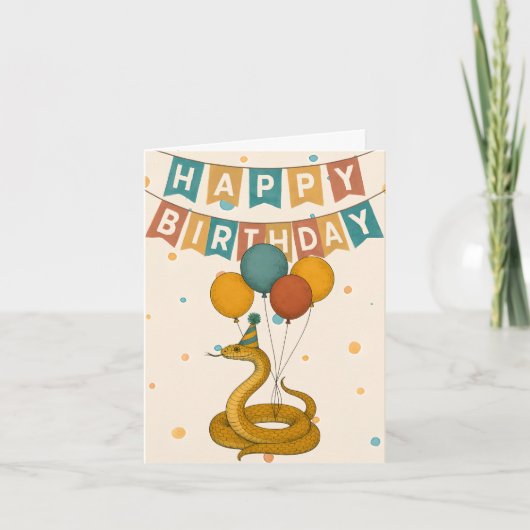 Snake Birthday Card – Funny Party Animal カード (正面)