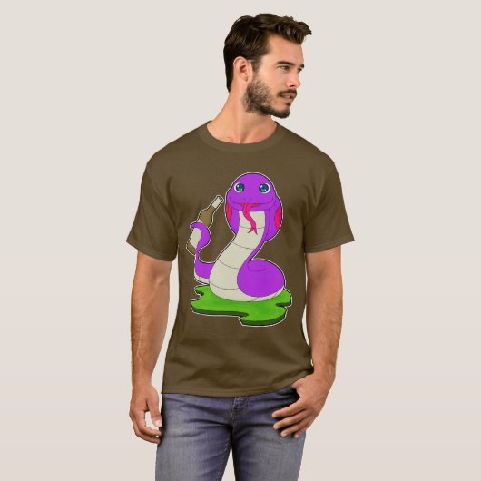 Snake Bottle Beer Tシャツ (正面フル)