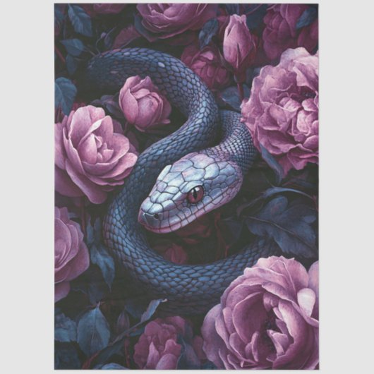 Snake Coiled Among Purple Roses 薄葉紙 (正面)