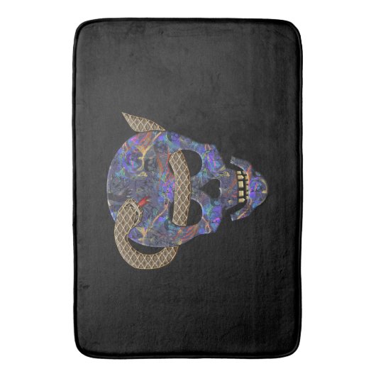 Snake Coiled Around Skull Thru Eyes バスマット (正面縦)