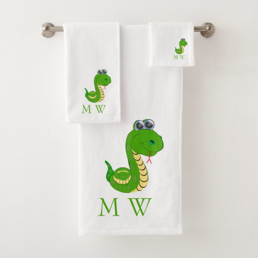 Snake Design Monogrammed バスタオルセット (インサイチュ)