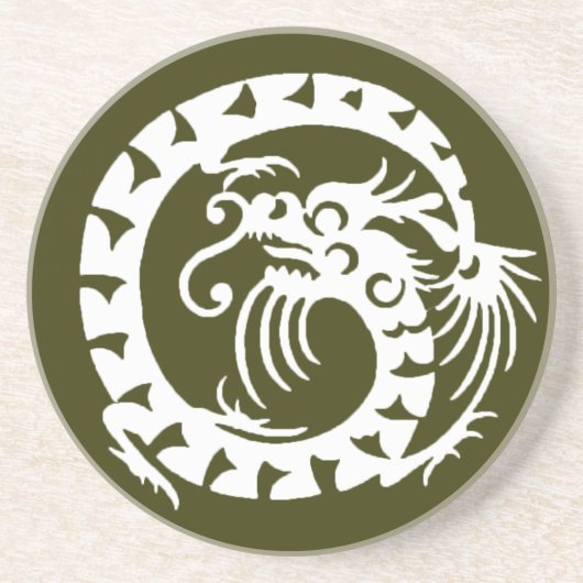 SNAKE DRAGON(スネークドラゴン)、緑と白 コースター (正面)