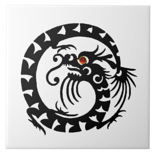 SNAKE DRAGON, 黒 白 赤 タイル (正面)