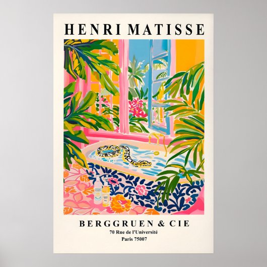 Snake in bathtub poster, Matisse print, Dopamine ポスター (正面)