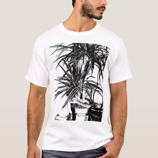 Snake in Bloom - 黒の線画 Tシャツ