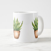 Snake Plant Line Drawing Minimalist Mug ジャンボコーヒーマグカップ (正面右)