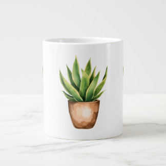 Snake Plant Line Drawing Minimalist Mug ジャンボコーヒーマグカップ