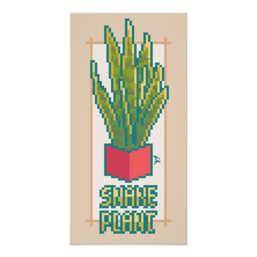 Snake plant Pixel Art ポスター (正面)