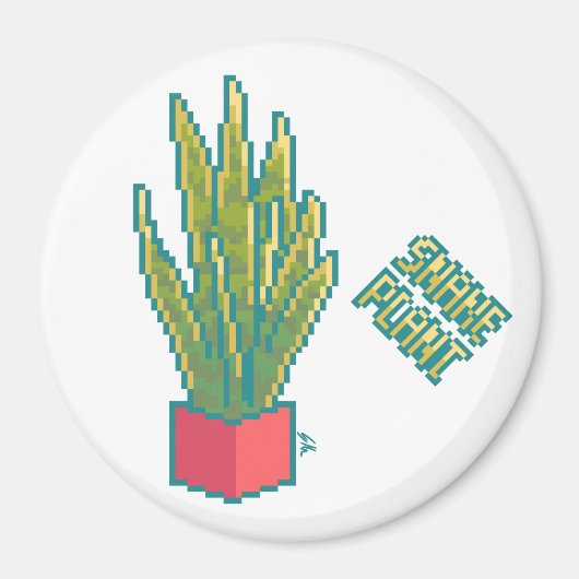 Snake plant Pixelart, Pixel Art マグネット (正面)