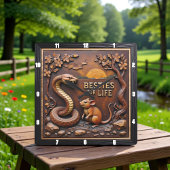 Snake Rat Sunset Friends スクエア壁時計