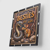 Snake Rat Unlikely Besties スクエア壁時計 (傾斜)