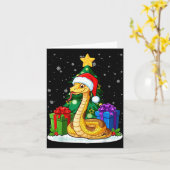 Snake Santa Hat Christmas Pajama Cute Animal Snowf カード (黄色い花)