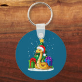 Snake Santa Hat Christmas Pajama Cute Animal Snowf キーホルダー (正面)