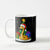 Snake Santa Hat Christmas Pajama Cute Animal Snowf コーヒーマグカップ (左)