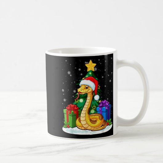 Snake Santa Hat Christmas Pajama Cute Animal Snowf コーヒーマグカップ (右)