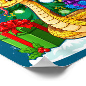 Snake Santa Hat Christmas Pajama Cute Animal Snowf ポスター (角)