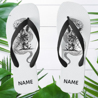 Snake Skull Flip-Flops – Gothic Tattoo Style Shoes ビーチサンダル