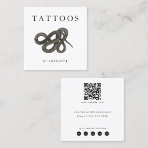 Snake Tattoo ArtistカスタムソーシャルメディアQRコード スクエア名刺
