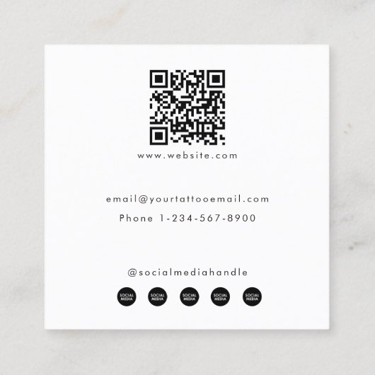 Snake Tattoo ArtistカスタムソーシャルメディアQRコード スクエア名刺 (裏面)