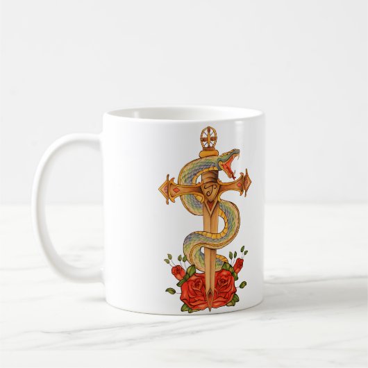 Snake tattoo design mugg コーヒーマグカップ (左)