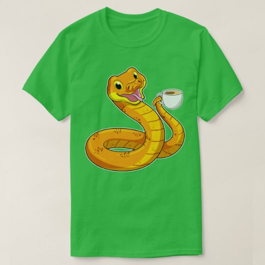 Snake with Cup of Coffee 2 Tシャツ (デザイン正面)
