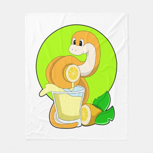 Snake with Glass of Lemon juice フリースブランケット (正面)