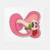 Snake with Rose フリースブランケット (正面(横))