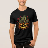 Snake Wrapped Around Jack-o'-Lantern Art トライブレンドＴシャツ (正面)